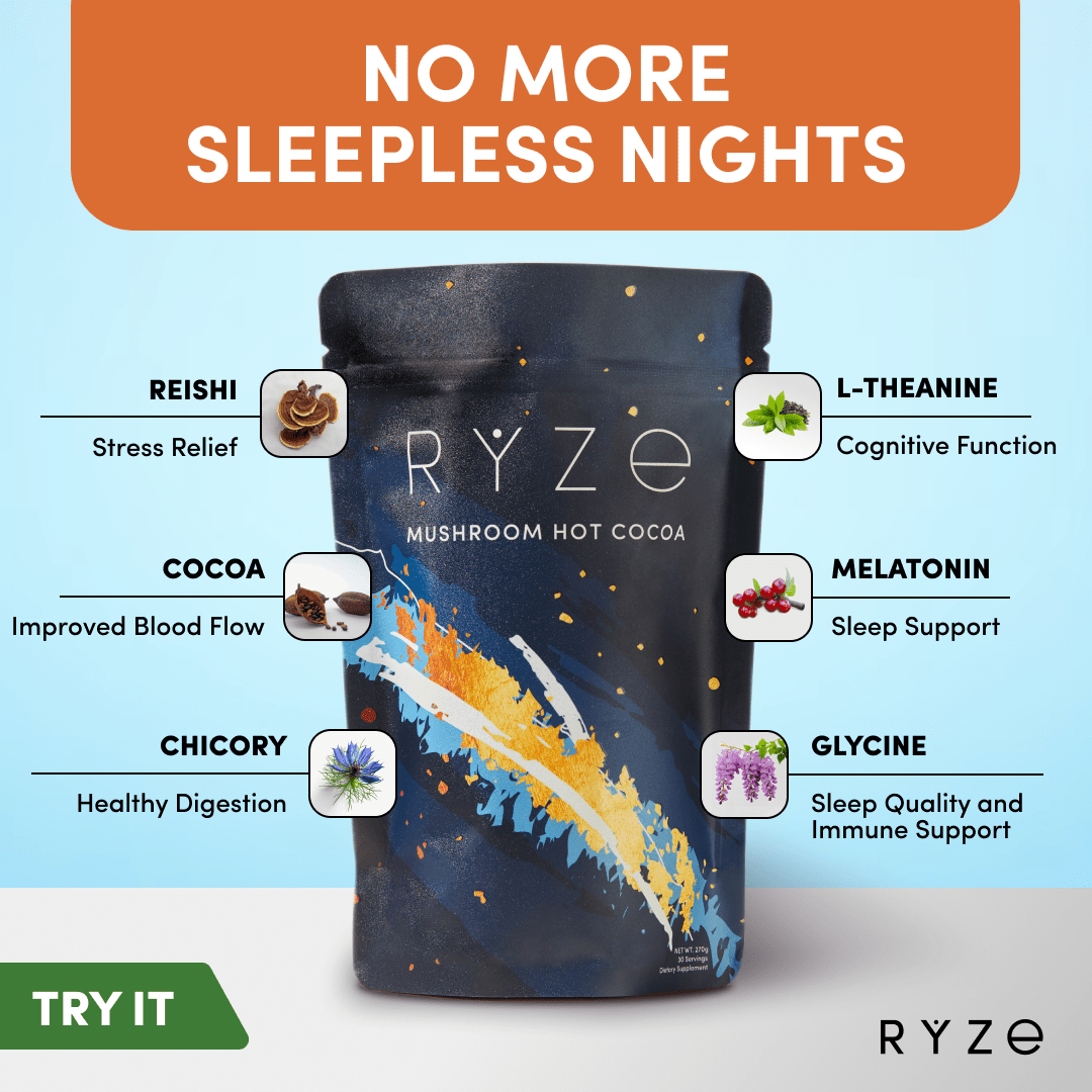 RYZE Hot Cocoa - with 6 Sleep Superfoods to Help Fall Asleep and Stay Asleep
